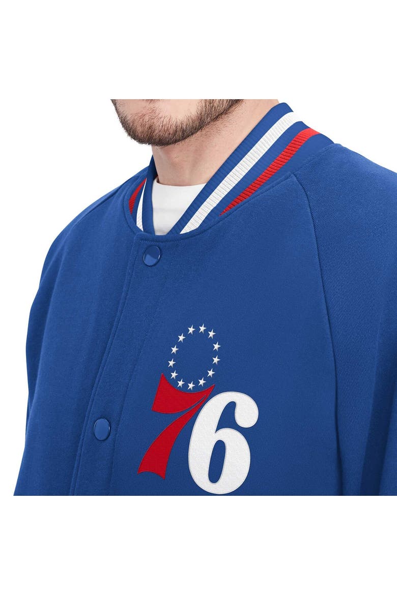 Men's Tommy Jeans Royal Philadelphia 76ers Dane Raglan Full-Snap Varsity Jacket, Alternate, color, Royal