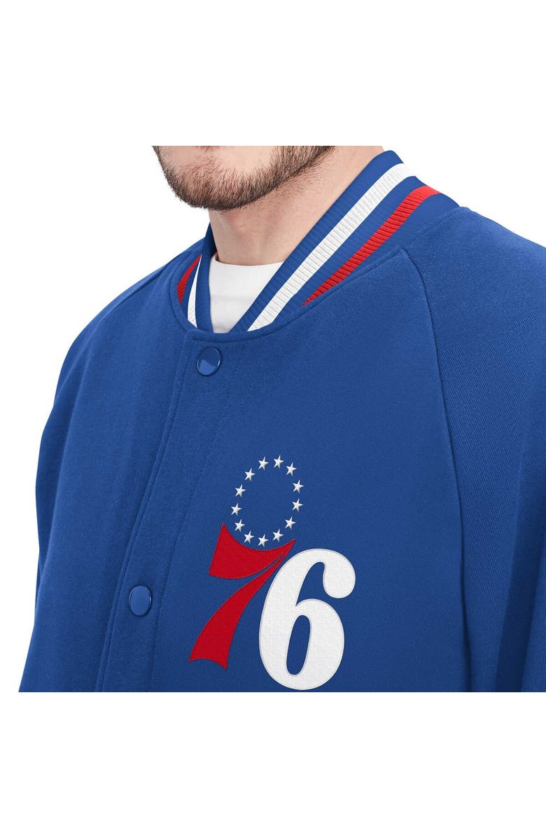 TOMMY JEANS Men's Tommy Jeans Royal Philadelphia 76ers Dane Raglan Full-Snap Varsity Jacket, Alternate, color, Royal
