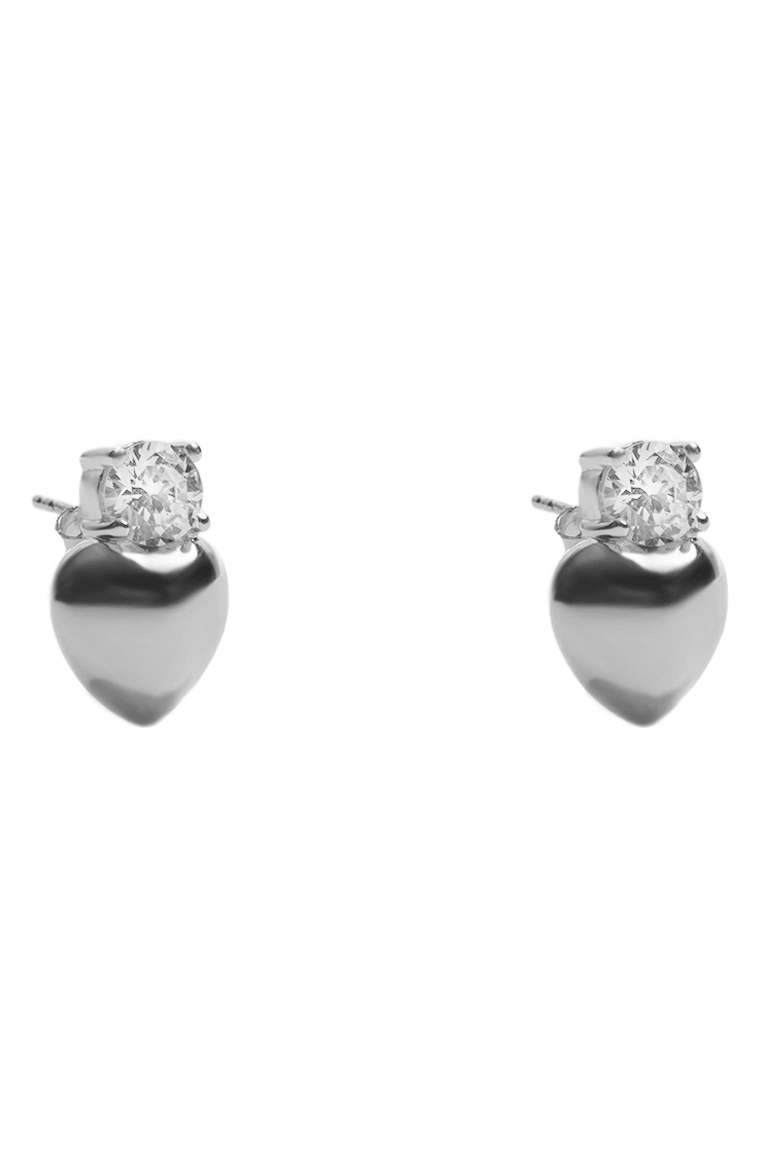 Argento Vivo Sterling Silver Heart Stud Earrings