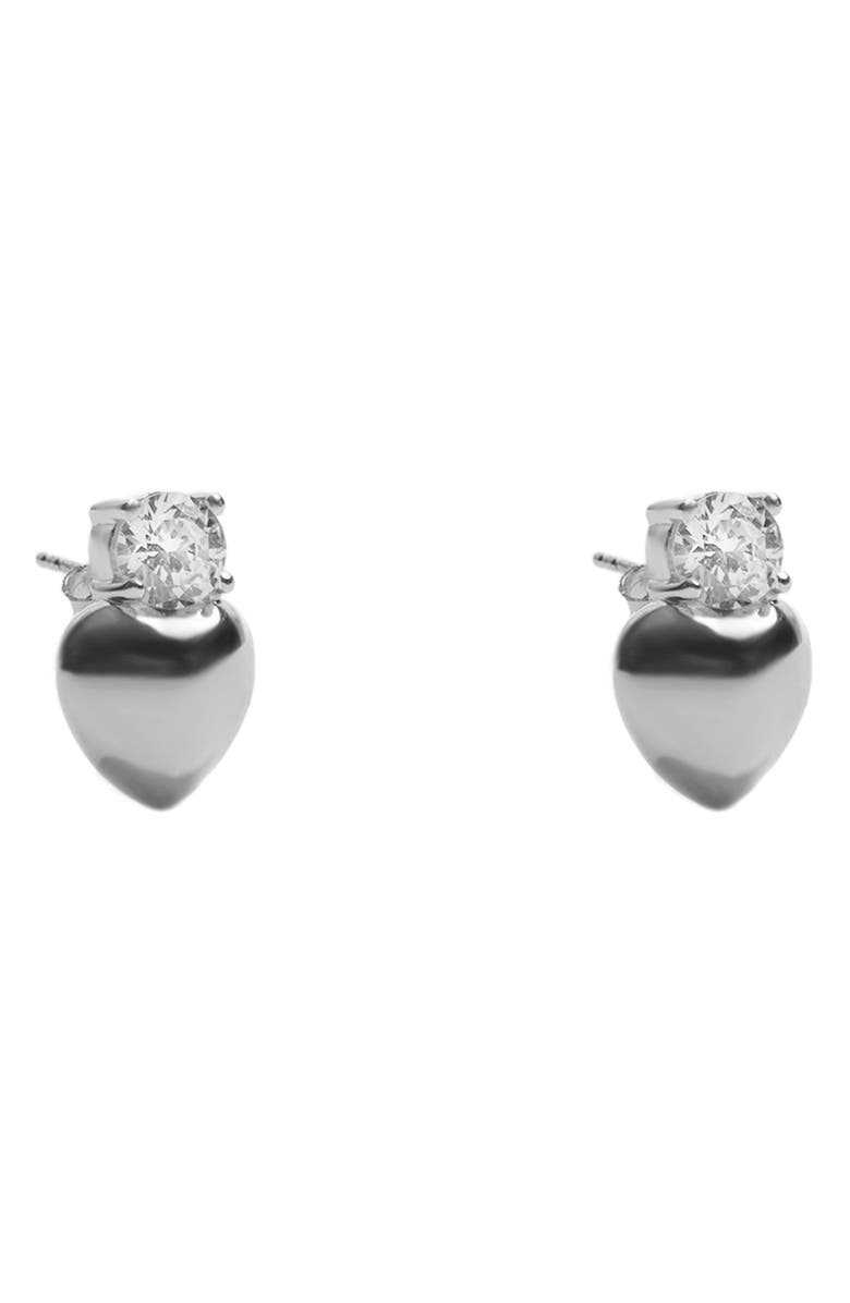 Argento Vivo Sterling Silver Heart Stud Earrings, Main, color, Silver