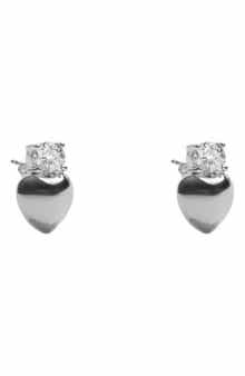 Argento Vivo Sterling Silver Heart Stud Earrings