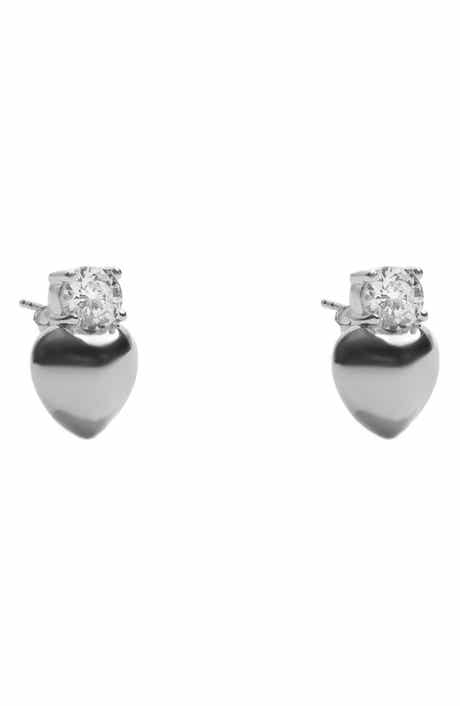 Argento Vivo Sterling Silver Heart Stud Earrings