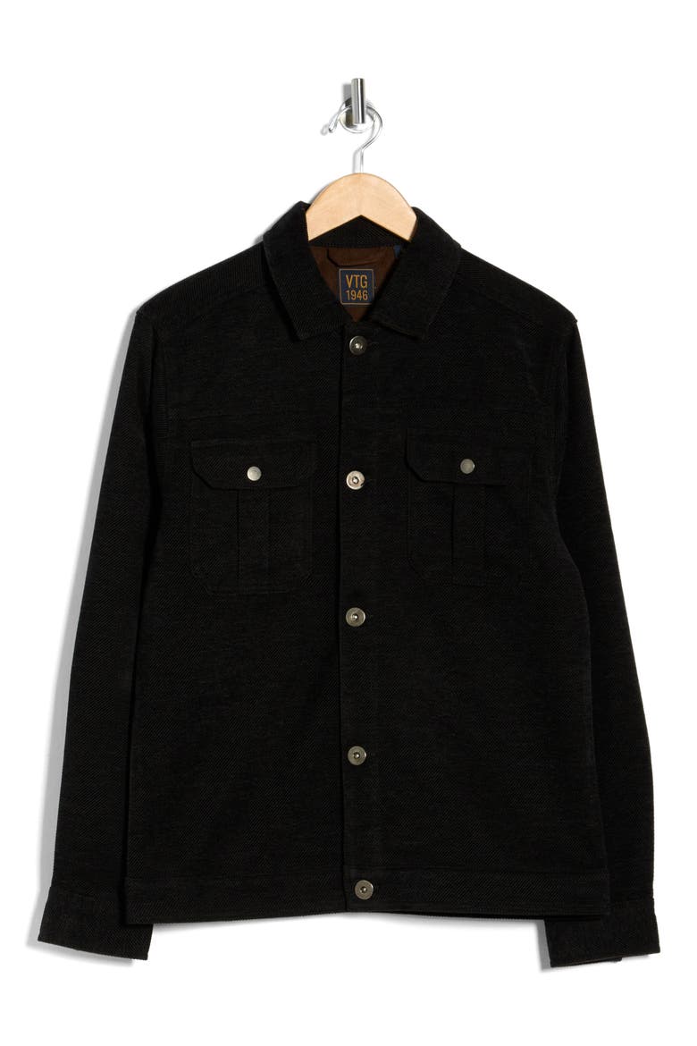 Chevron Twill Shirt Jacket, Alternate, color, BLACK