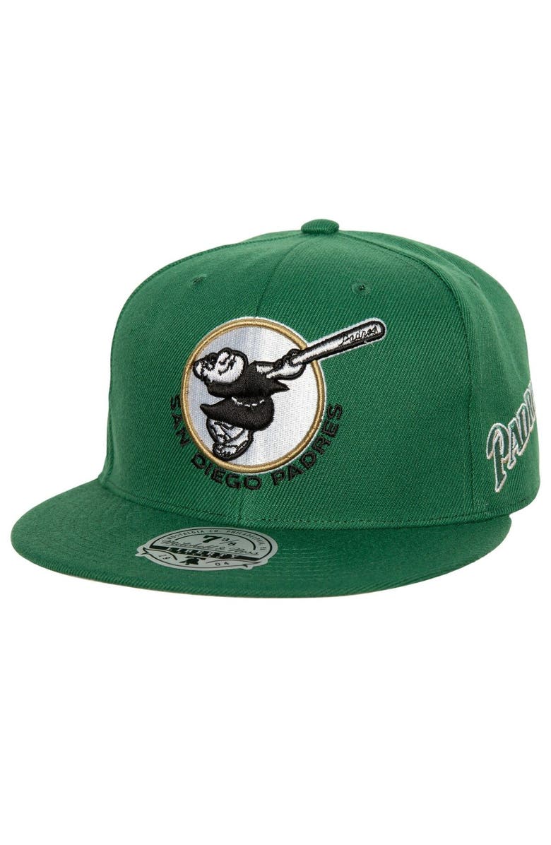 Mitchell & Ness Men's Mitchell & Ness Green/ San Diego Padres Bases Loaded Fitted Hat, Main, color,