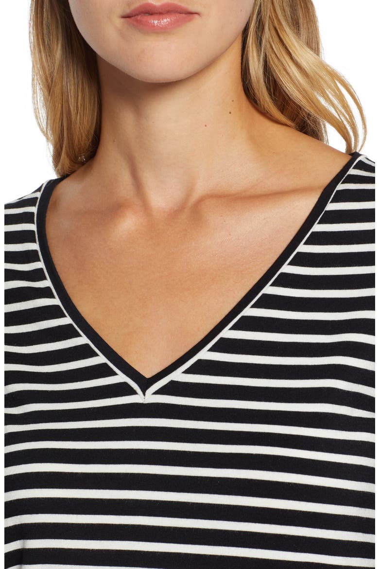 V-Neck Tunic, Alternate, color, BLACK- IVORY C ELAINA STP