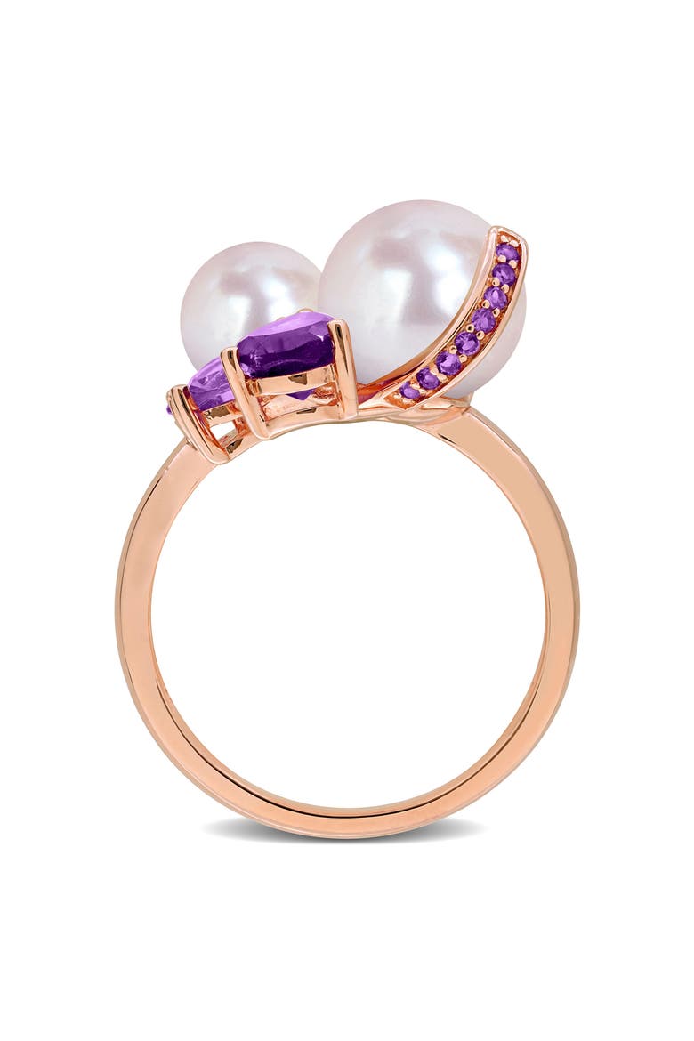 Cultured Pearl & Semiprecious Stone Cluster Ring, Alternate, color, PURPLE