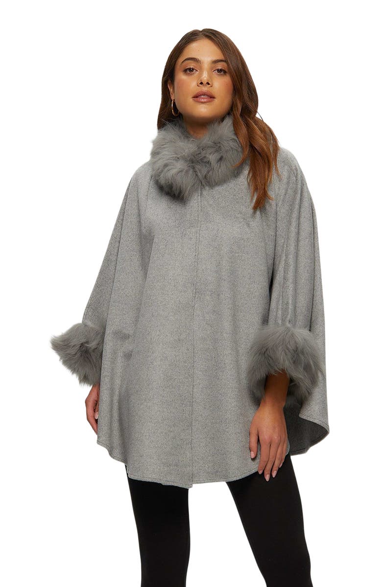 GORSKI Wool And Cashmere Blend Cape With Trim, Main, color, Gray