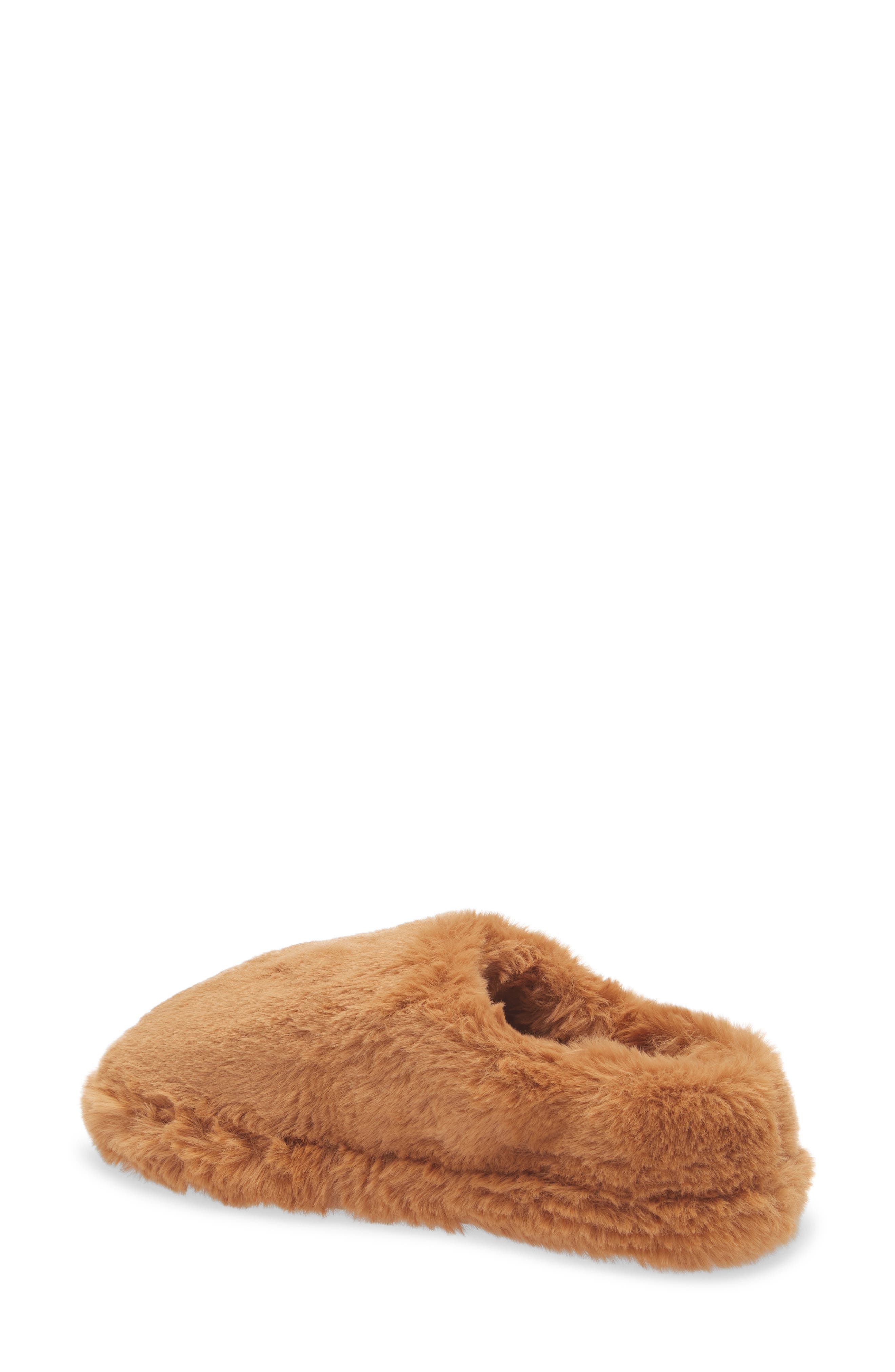 SKIMS Faux Fur Slipper, Alternate, color, Camel