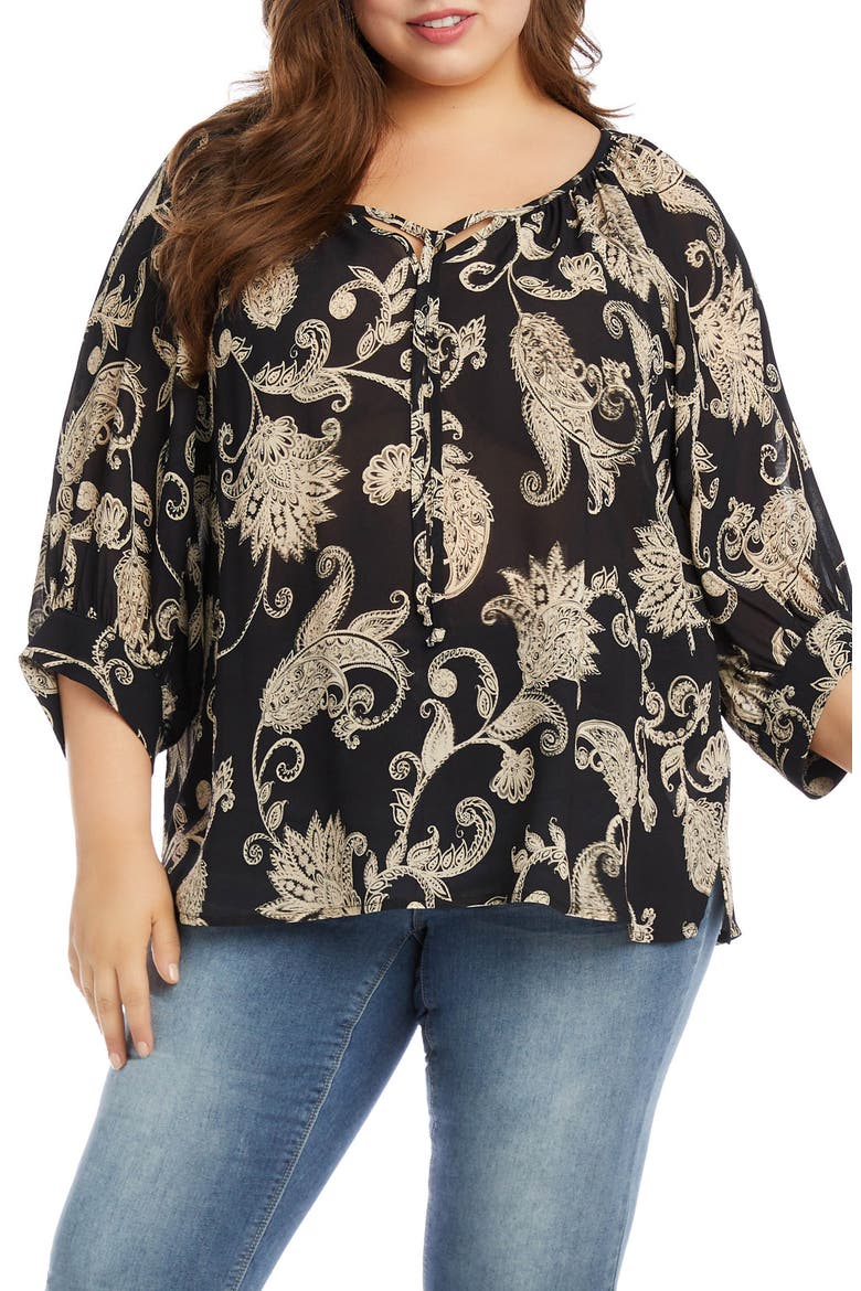 Blouson Sleeve Paisley Peasant Top, Main, color, PAISLEY