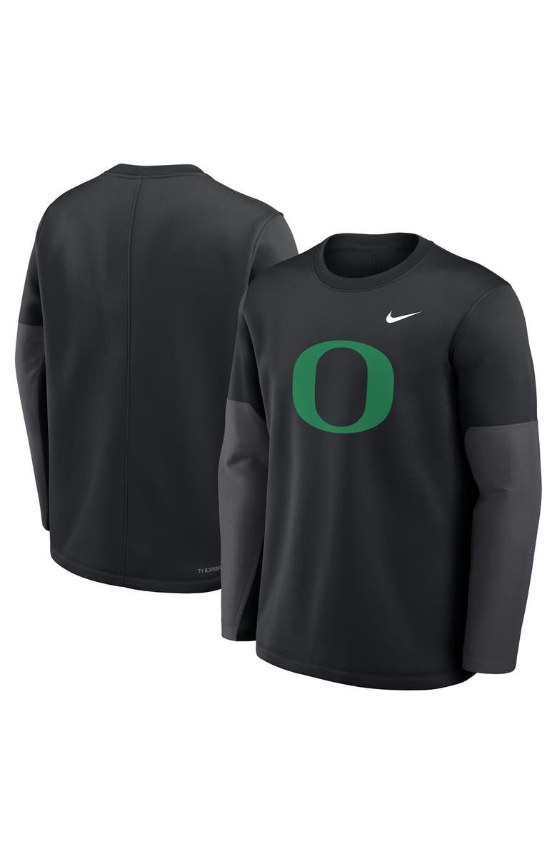 Nike Men's Nike Black Oregon Ducks 2025 Sideline Coach Performance Long Sleeve T-Shirt, Alternate, color, Black