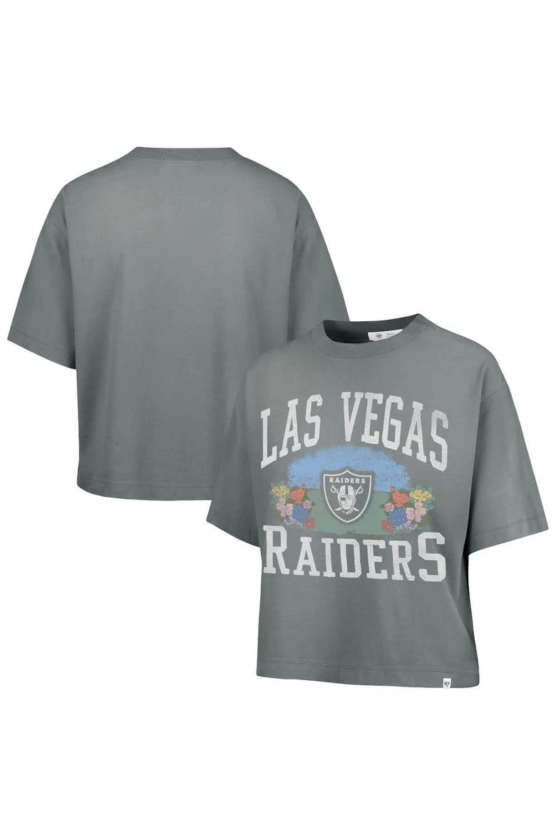 Women's '47  Gray Las Vegas Raiders Florentina Montauk Cropped T-Shirt, Alternate, color, Gray