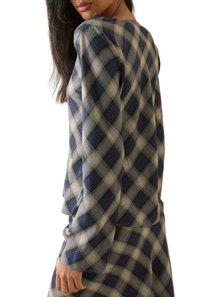 Cruz Cowl Neck Plaid Top, Alternate, color, BLUE