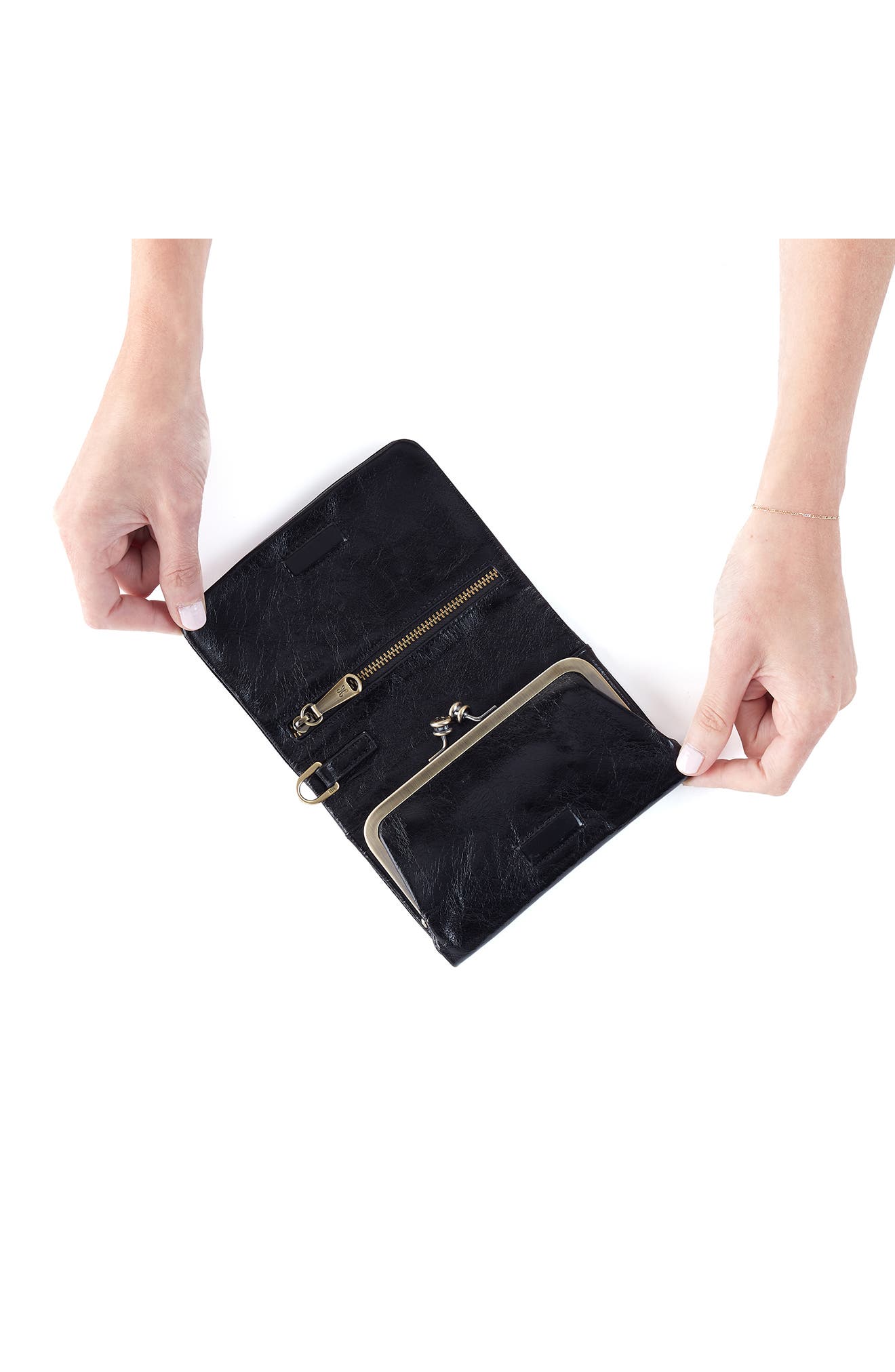 Ross Bead Leather Wristlet, Alternate, color, BLACK