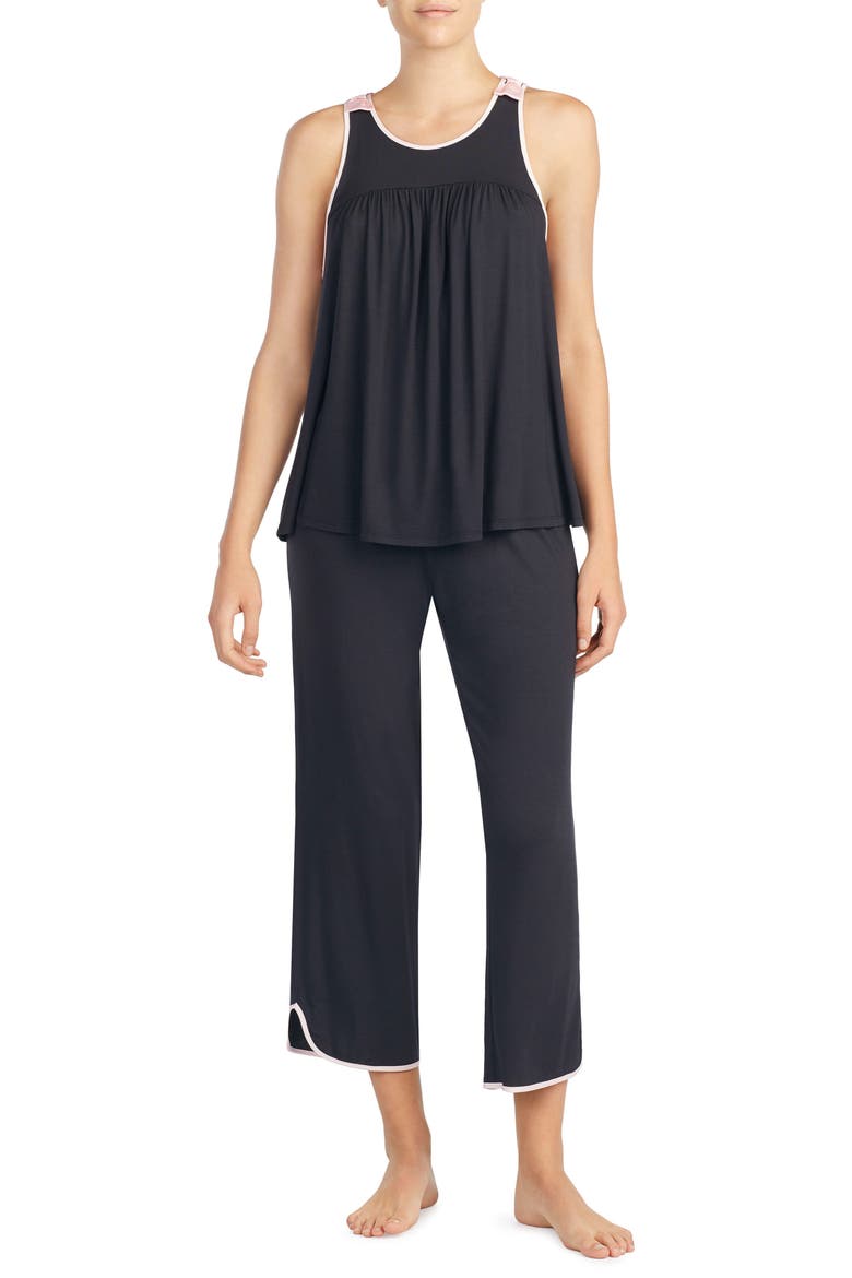 crop jersey pajamas, Main, color, BLACK