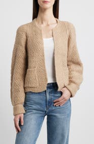 Wit & Wisdom Blouson Sleeve Cable Knit Crop Cardigan