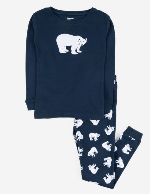 Leveret Two-piece Printed Cotton Holiday Pajamas In Blue