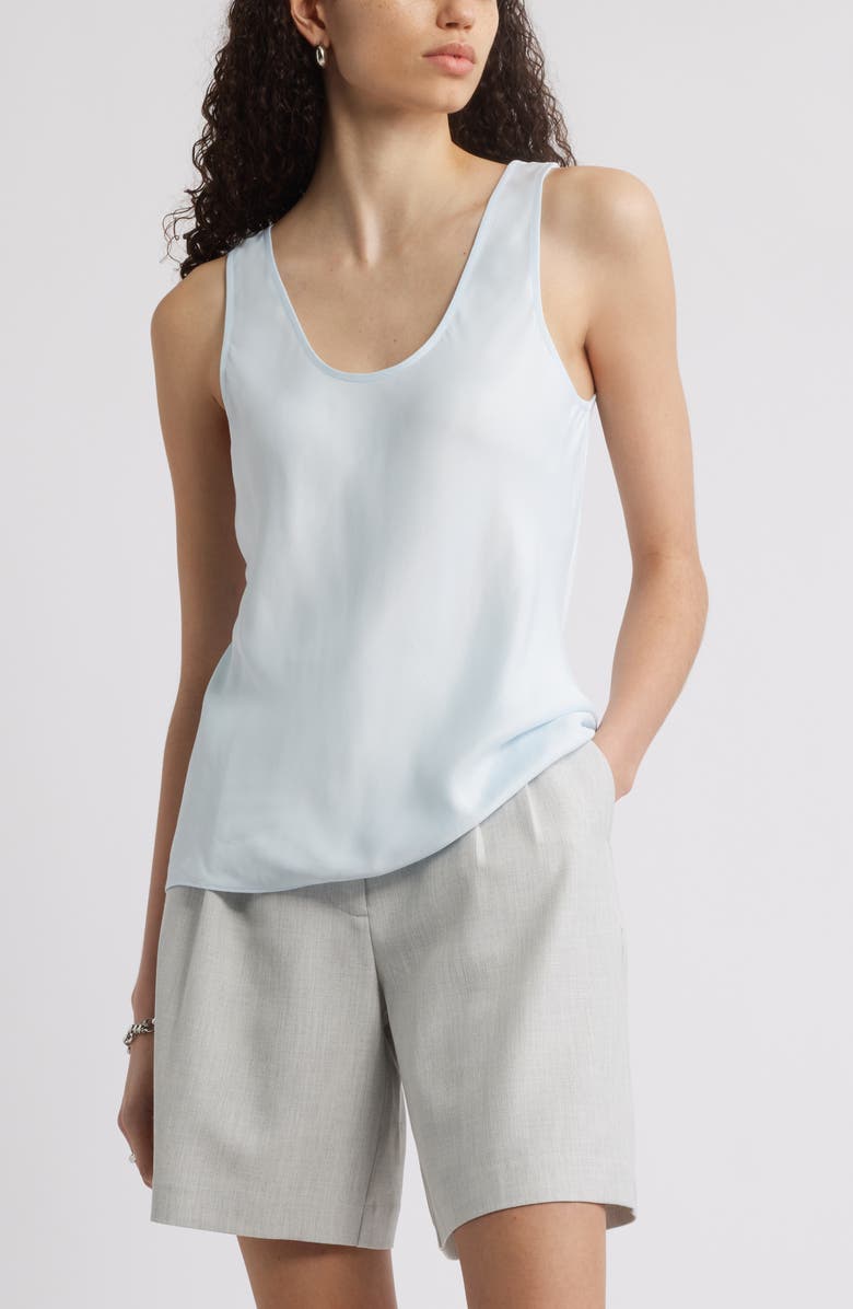 Nordstrom Satin Scoop Neck Tank, Main, color, Blue Fade