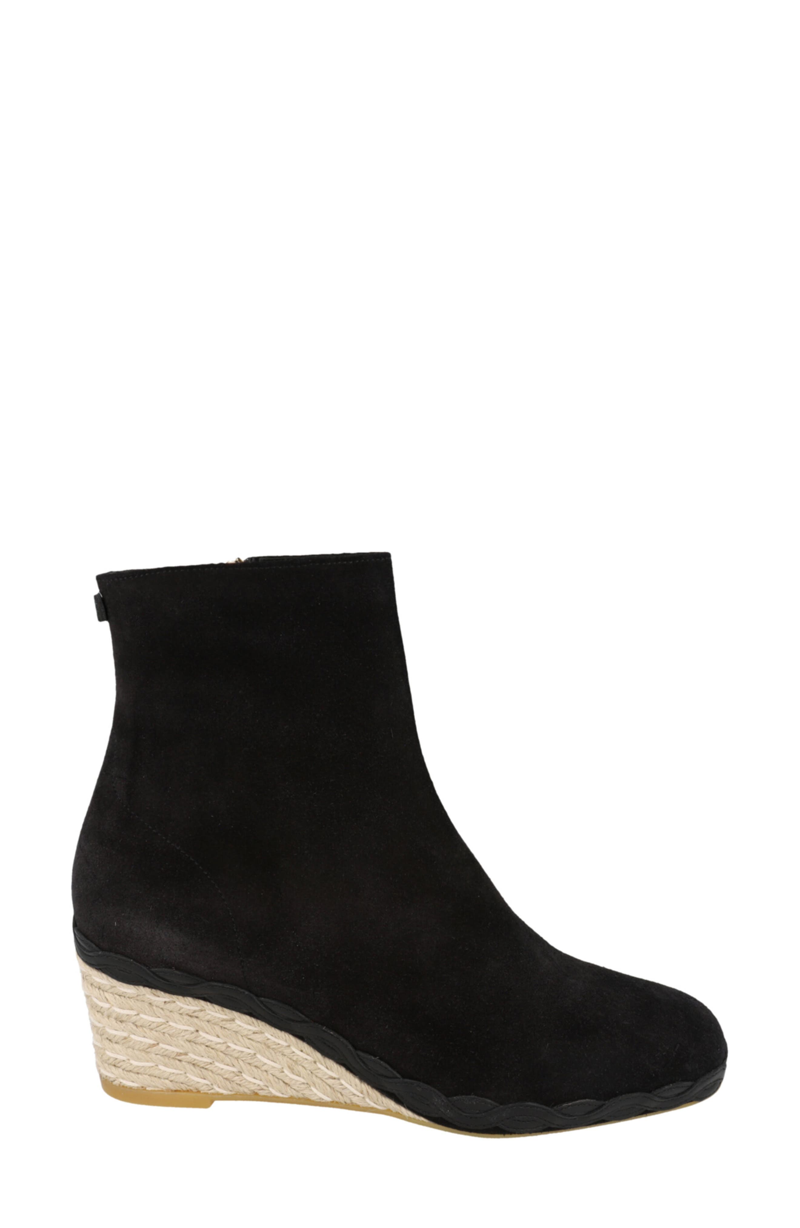 FERRAGAMO Canaria Suede Espadrille Wedge Boot, Alternate, color, Black