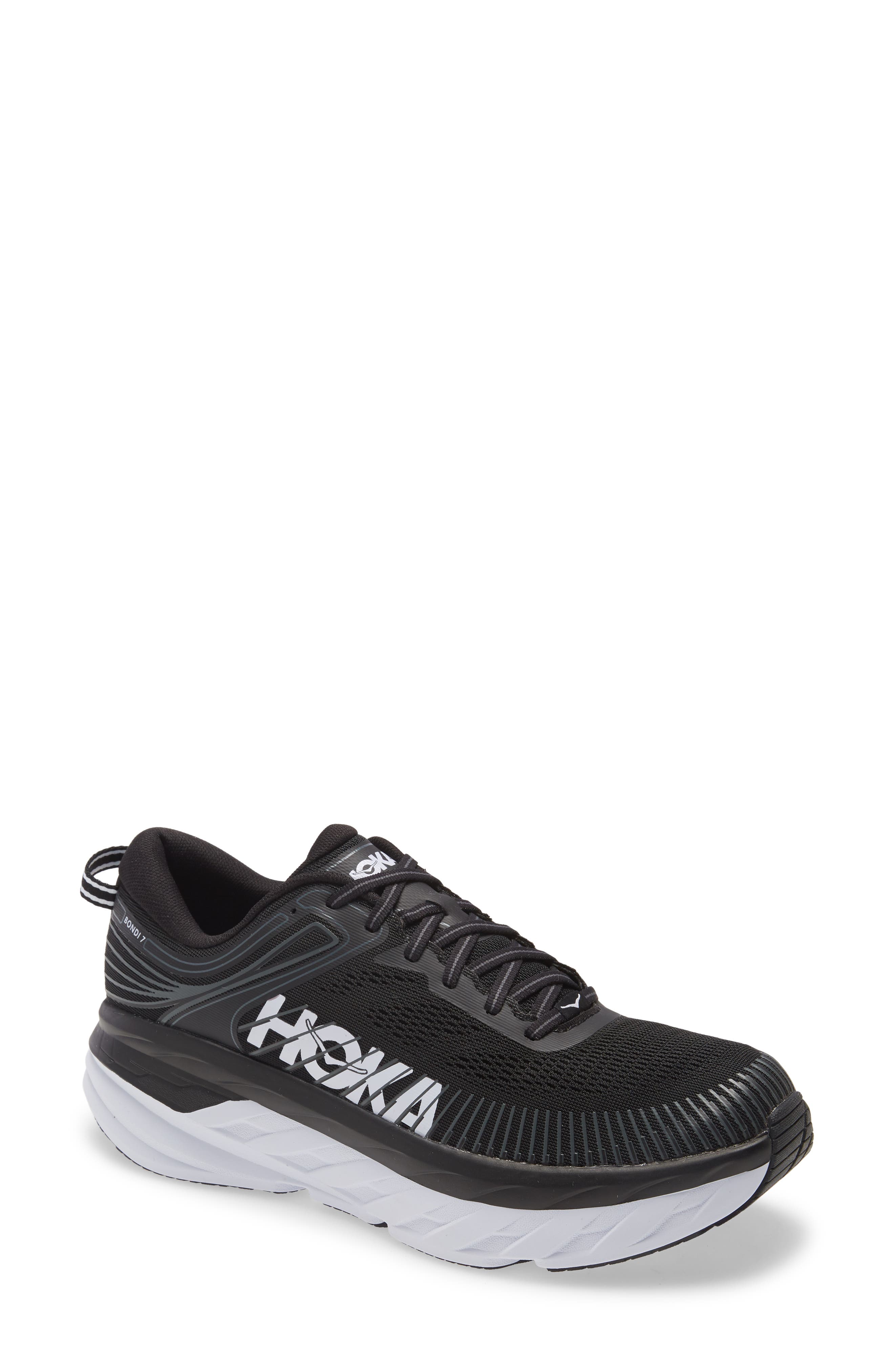 Bondi 7 Running Shoe, Main, color, BLACK / WHITE