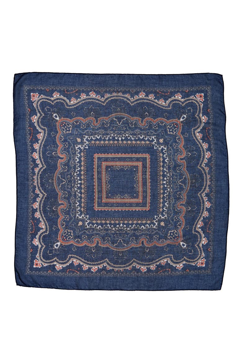 Medallion Paisley Square Scarf, Alternate, color, NAVY MULTI