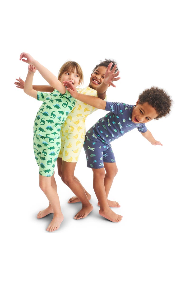 Primary Kids Organic Short Sleeve Pj Top, Alternate, color, Pear Dinosaurs