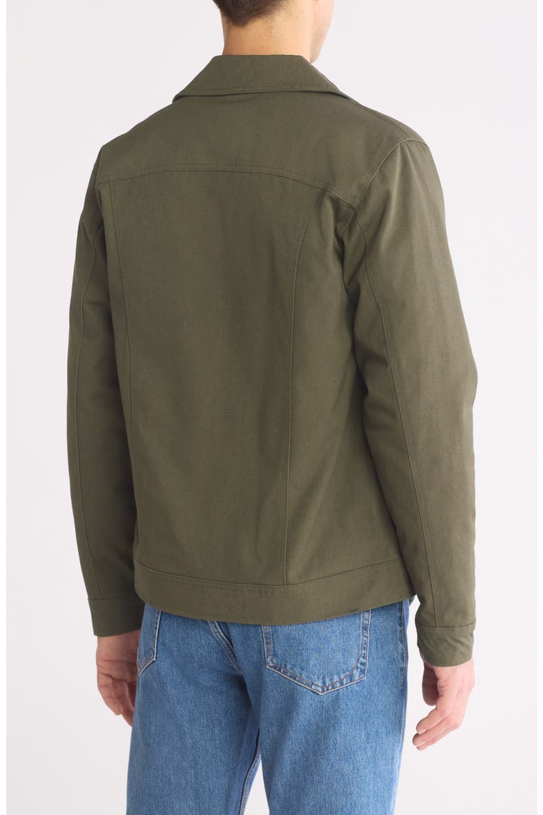 Faux Fur Lined Zip Trucker Jacket, Alternate, color, IVY GREEN
