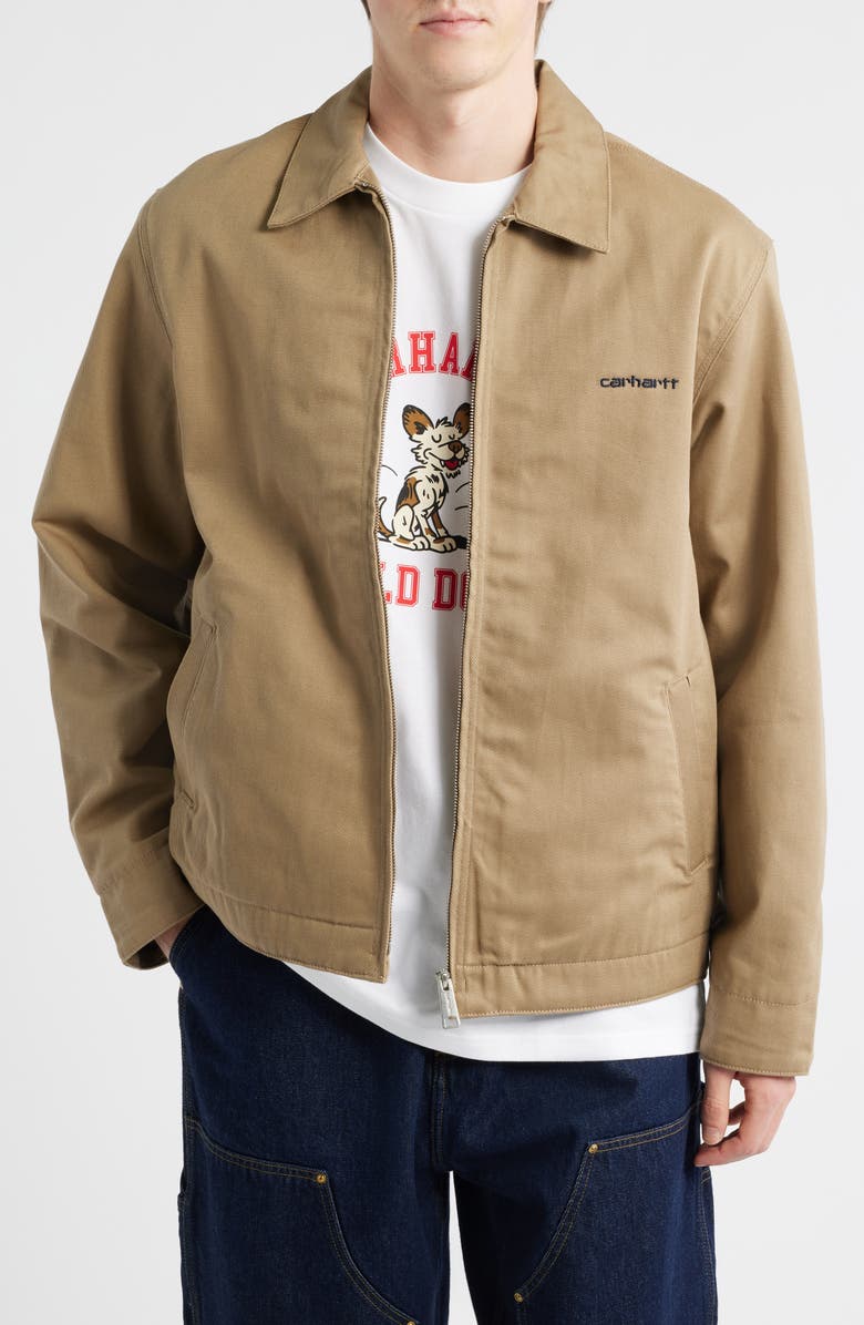 Carhartt Work In Progress Modular Script Embroidered Twill Jacket, Main, color, Beige Leather