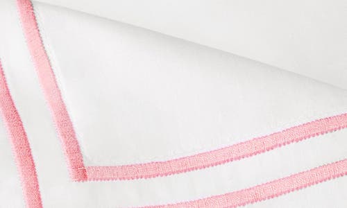 Sferra Grande Hotel Cotton Flat Sheet In White/pink