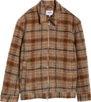 Wax London Heath Plaid Brushed Wool Blend Zip Jacket
