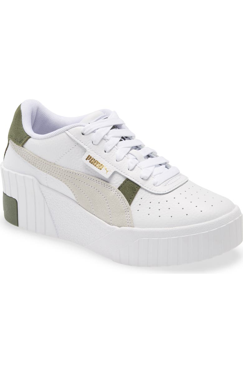 PUMA Cali Wedge Mix Sneaker, Main, color, Puma White/ Thyme