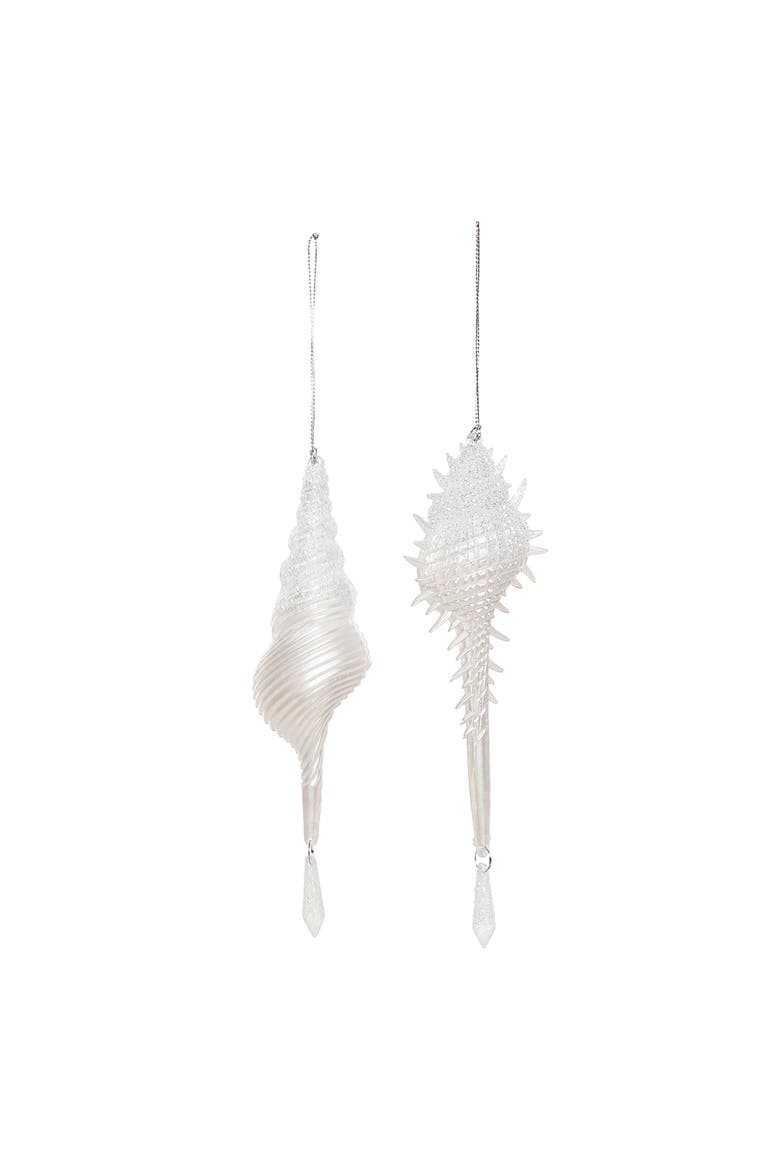 White Shimmer Shells Ornaments A/2, Main, color, White