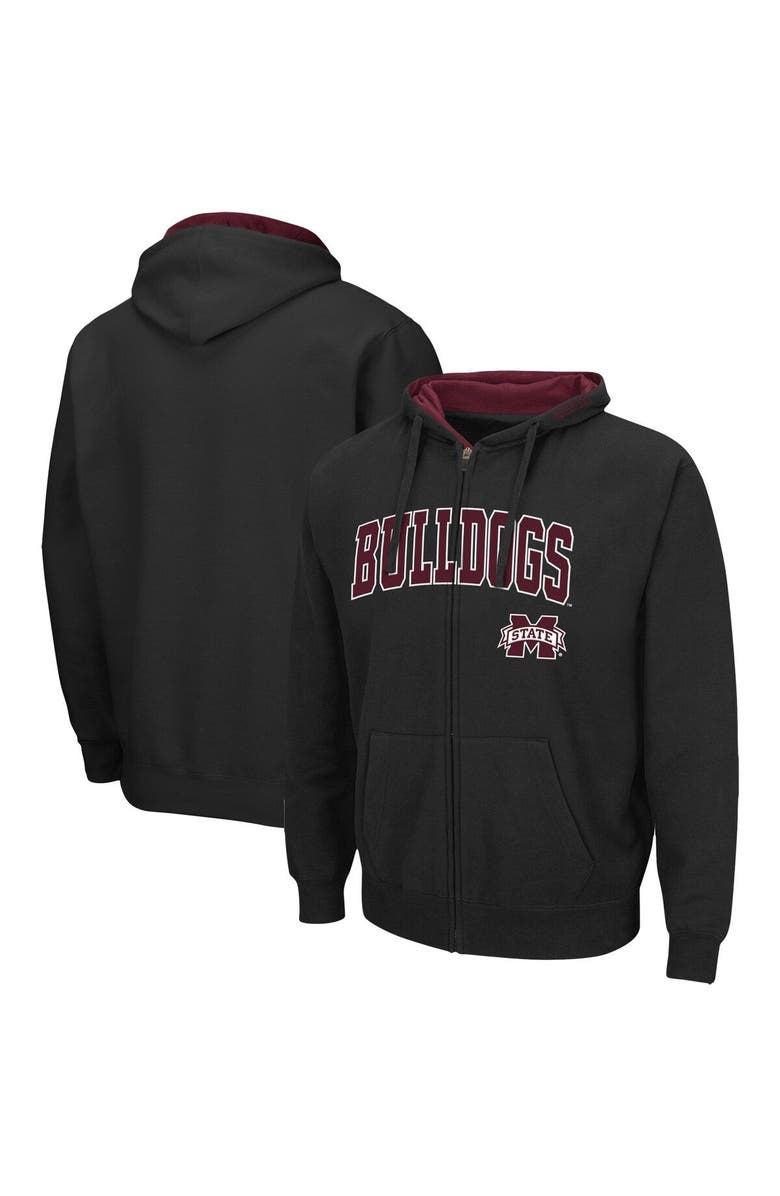 COLOSSEUM Men's Colosseum Black Mississippi State Bulldogs Arch & Logo 3.0 Full-Zip Hoodie, Main, color, Black