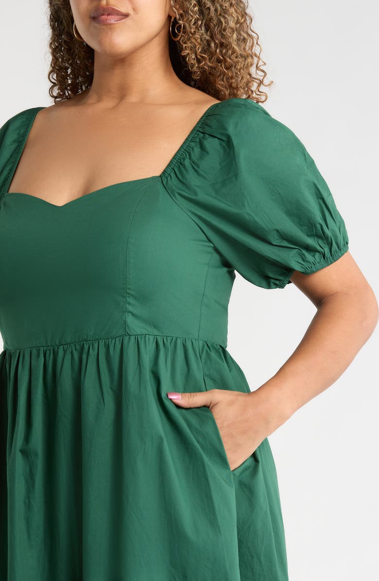 SUGARLIPS Sun City Alessi Puff Sleeve Midi Dress, Alternate, color, Emerald