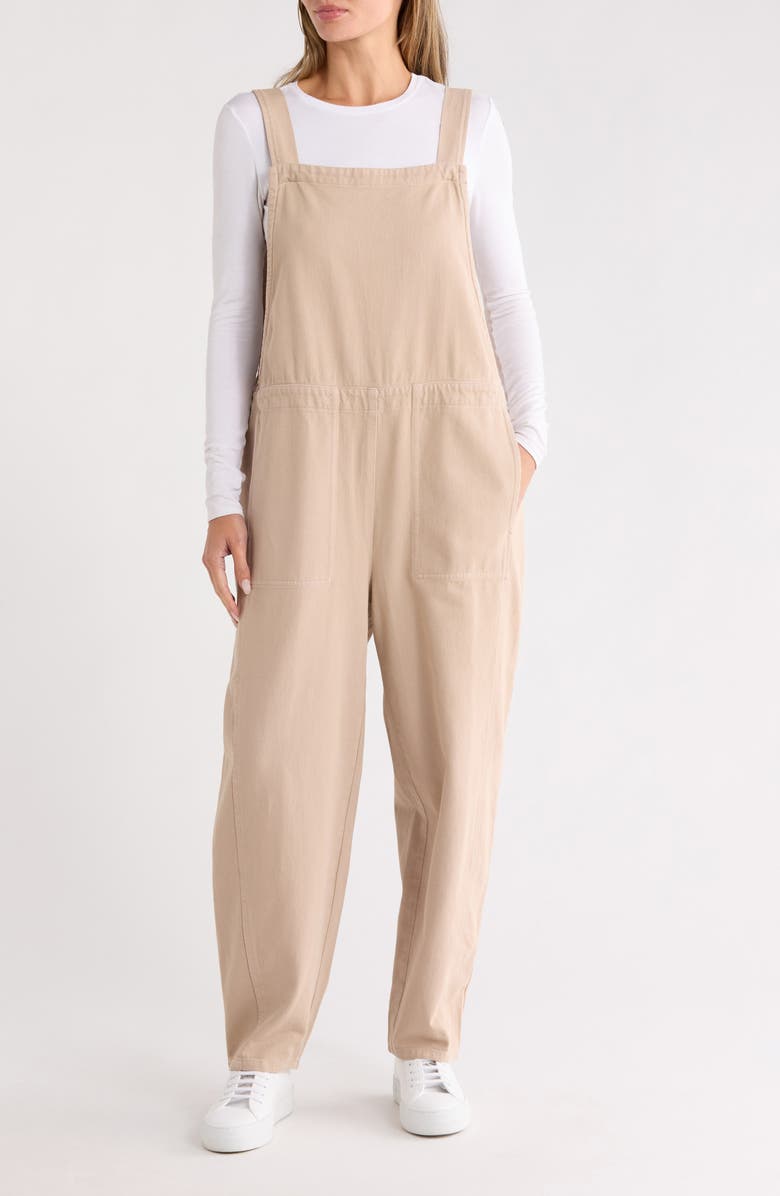 Eileen Fisher Lantern Ankle Organic Cotton Overalls, Main, color, Wheat