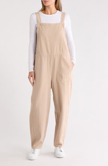 Eileen Fisher Lantern Ankle Organic Cotton Overalls In Nude