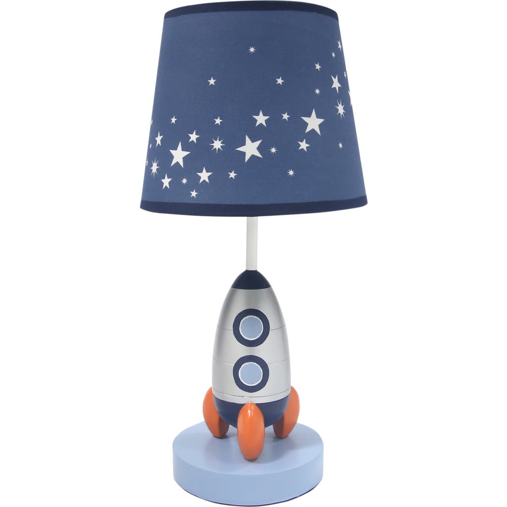 Lambs & Ivy Milky Way Rocket Ship Nursery Lamp With Shade & Bulb In Blue