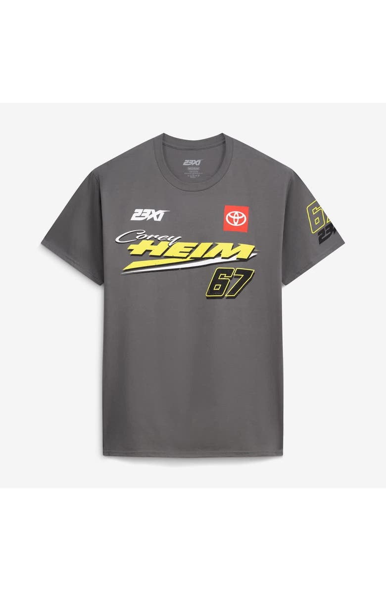 23XI Racing Men's 23XI Racing Charcoal Corey Heim #67 Crewneck T-Shirt, Alternate, color, Charcoal