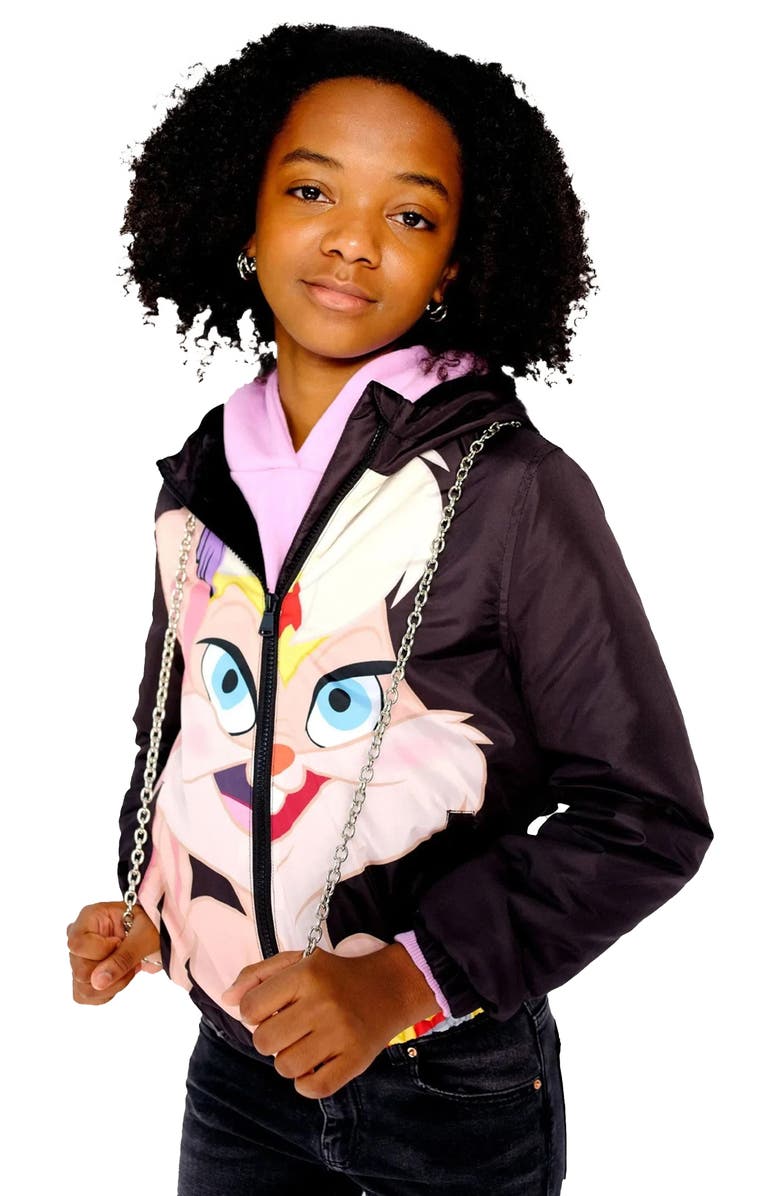 Members Only Girl's Midweight with Fur Lining Jacket, Alternate, color, Black