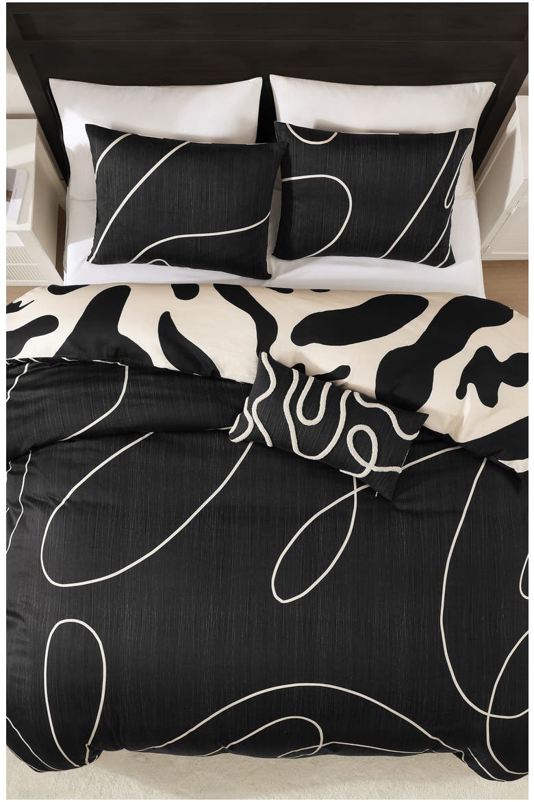 Clay Trees Reversible Comforter Set, Alternate, color, BLACK