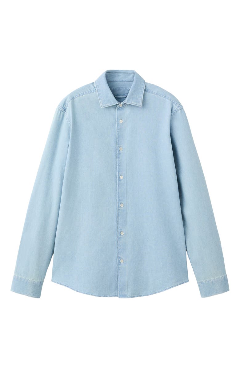 MANGO Denim Button-Up Shirt, Alternate, color, Light Blue