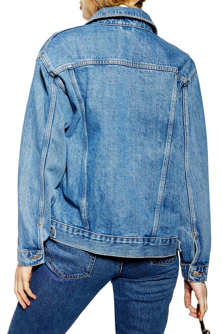 Oversized Denim Jacket, Alternate, color, MID DENIM