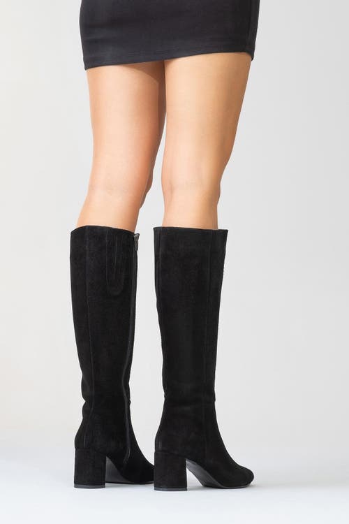 Forever & Always Shoes Sejas Leather Block Heel Knee-high Boot In Black