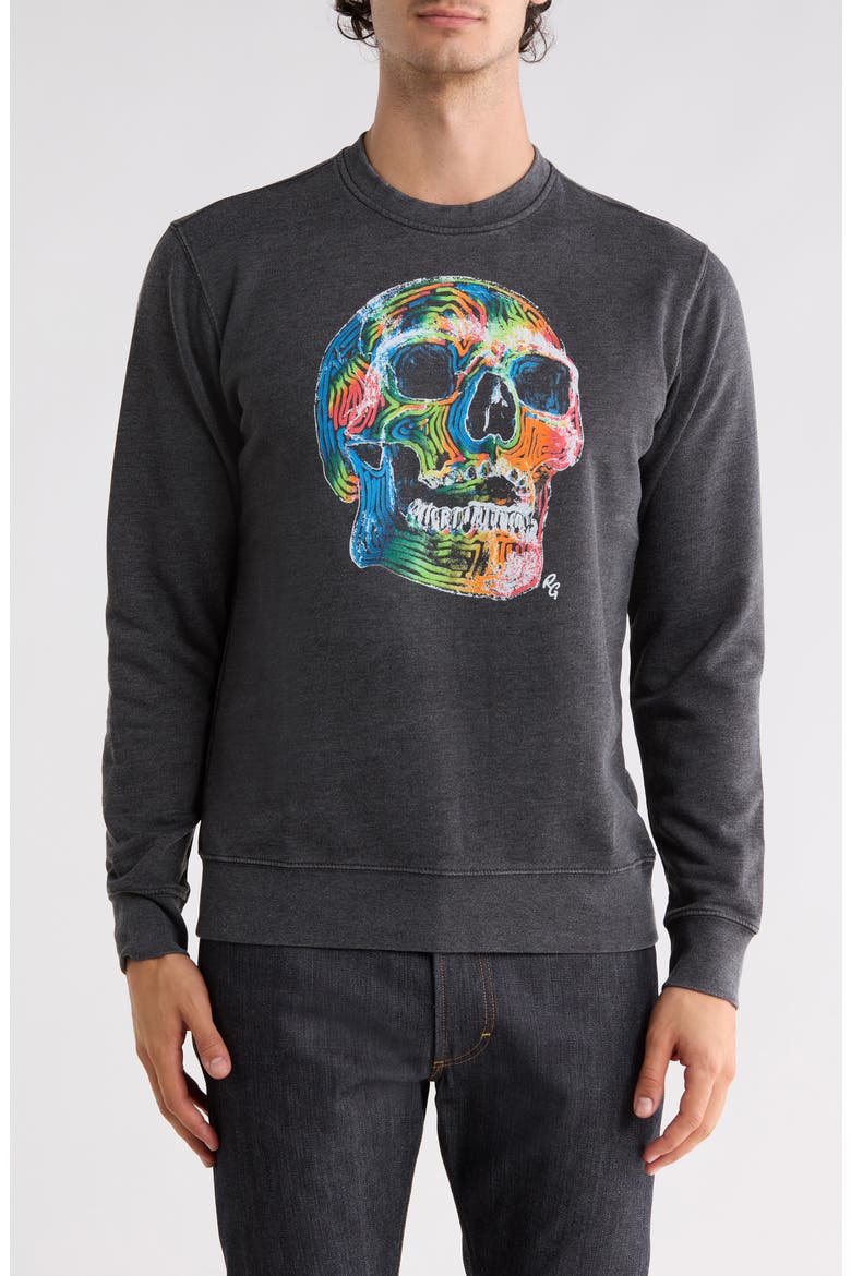 Neon Bones Graphic Sweatshirt, Main, color, CHARCOAL