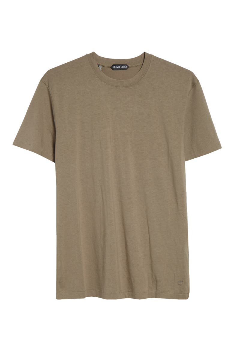 Short Sleeve Lyocell & Cotton Crewneck T-Shirt, Alternate, color, OLIVE GREEN