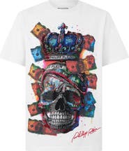 PHILIPP PLEIN Round Neck T-Shirt Multicolor Dollar Skull Men