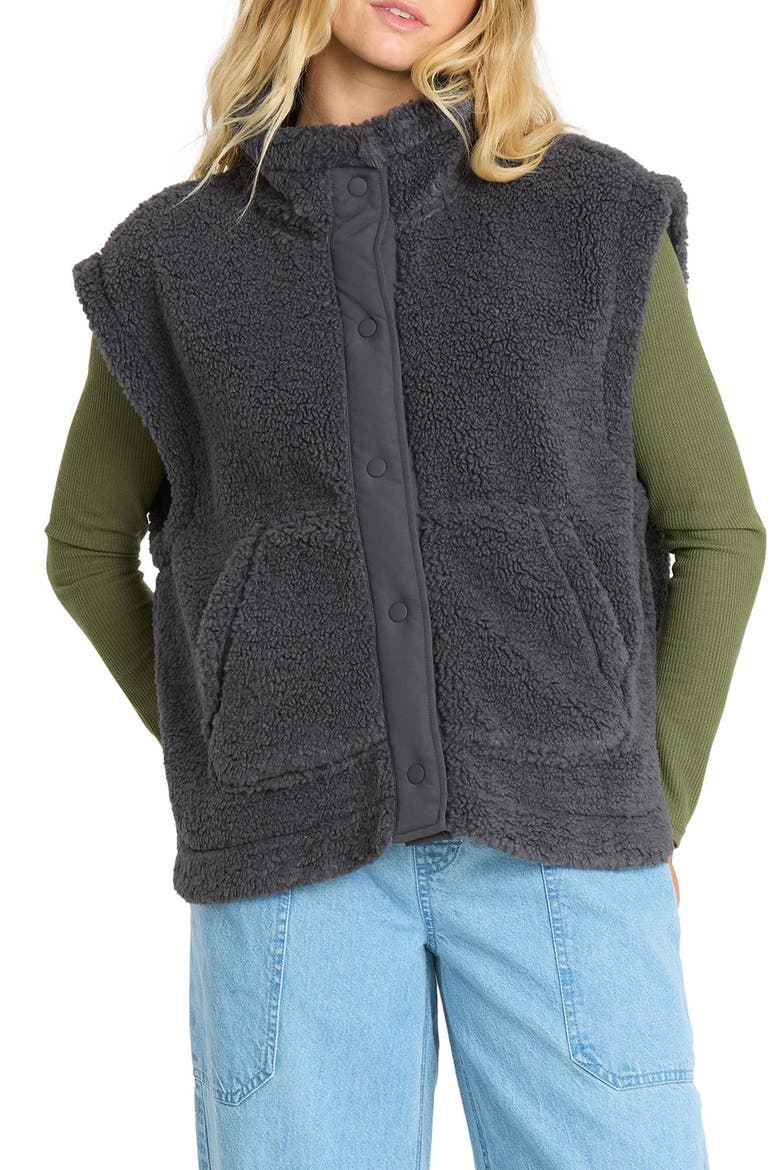 Waver High Pile Fleece Vest, Main, color, BLACK SANDS