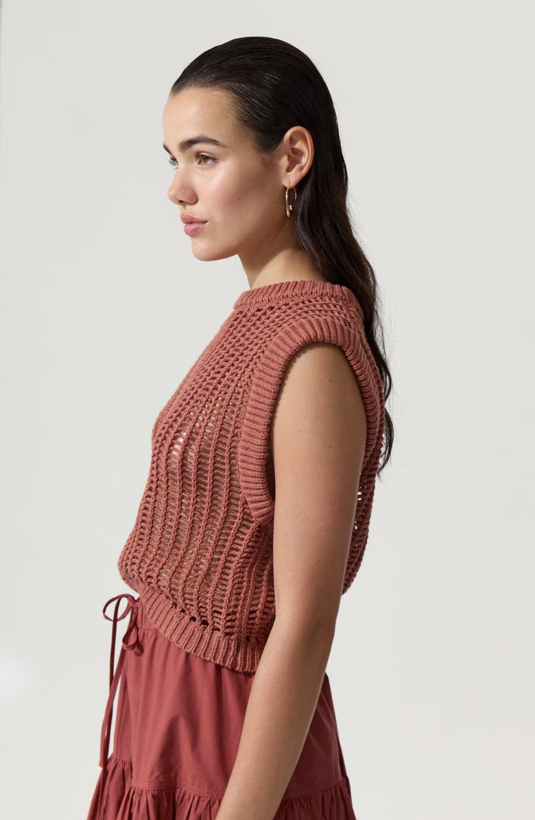 DELUC Boetti Open Stitch Sweater Vest, Alternate, color, Bronze