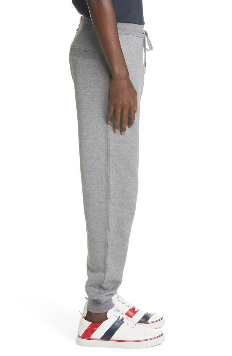 Thom Browne Tonal 4-Bar Cotton Joggers, Alternate, color, Med Grey