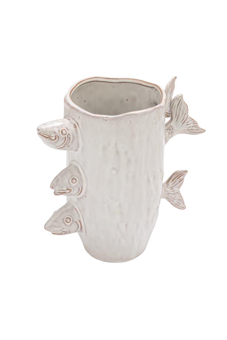 Vase with 3D Fish, Main, color, White