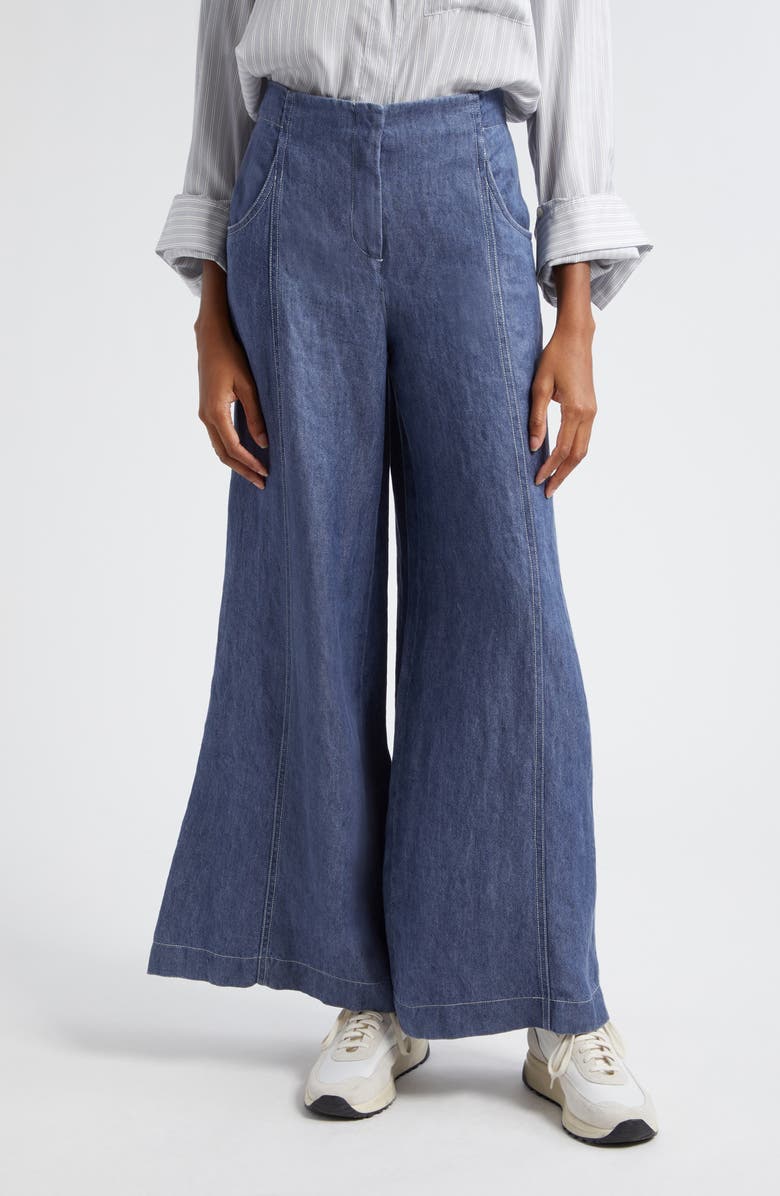 TWP Demie Wide Leg Hemp Jeans, Main, color, Medium Indigo